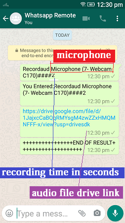 Recordaud command, whatsapp cloud remote